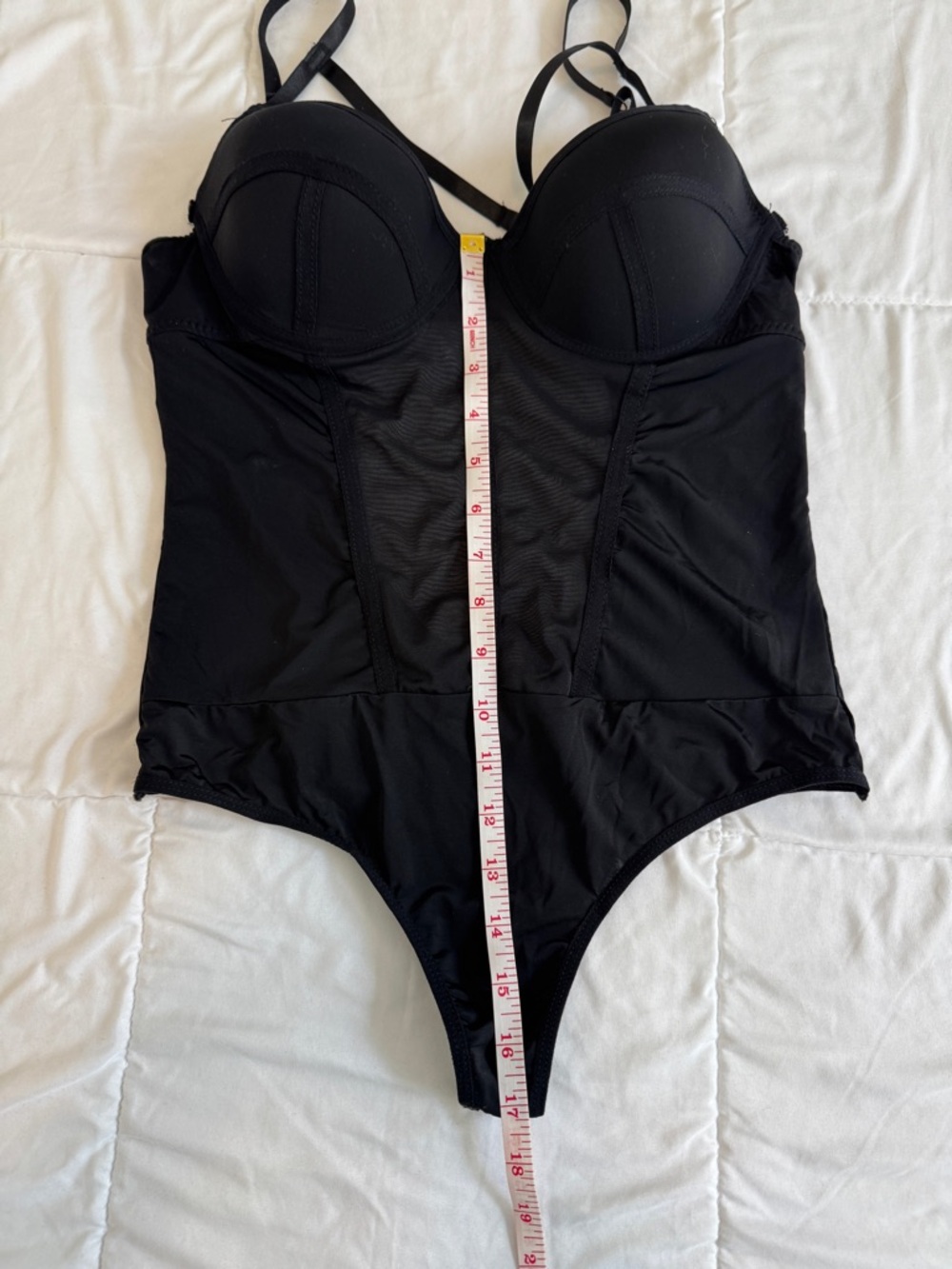 Unbranded Womens Thong Structured Bodysuit Mesh Size L Black Lingerie - Picture 5 of 7